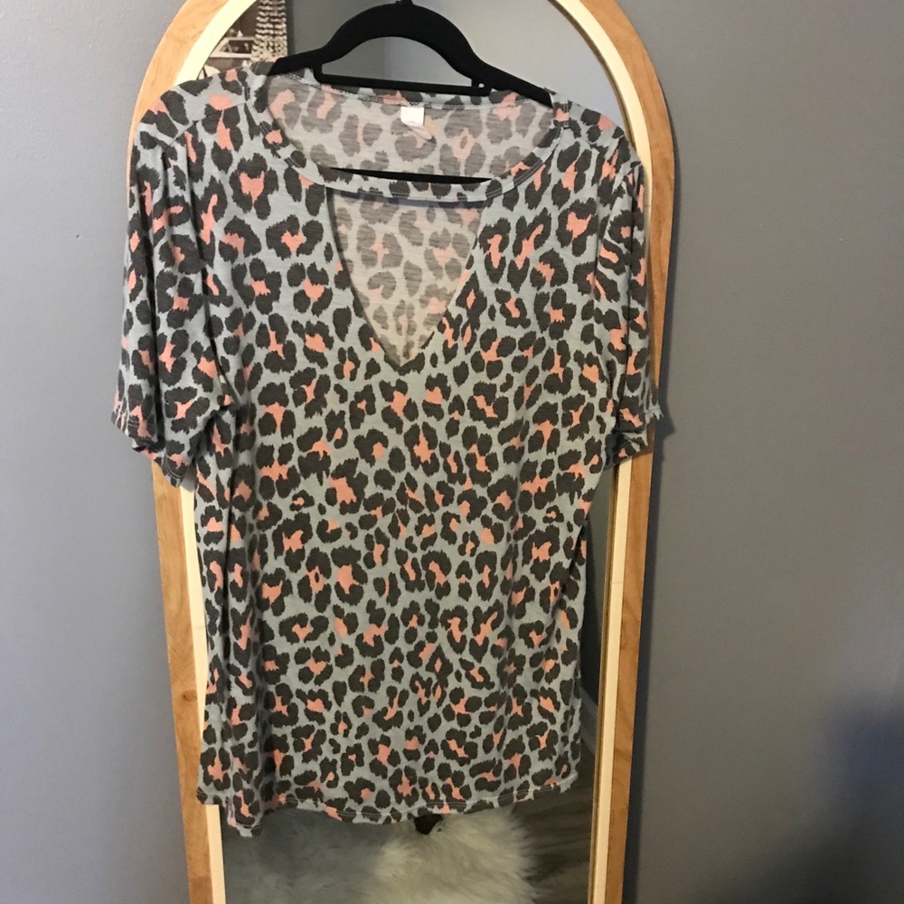 Pink and Blue Leopard Print Top SZ-L